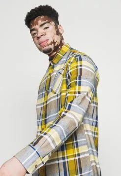 Brave Soul ROOKER - Camisa - Blue/mustard/brown/white, Hombre -Brave Soul Ventas 008fbff08e5f48baaf7e07c2e50cfea9