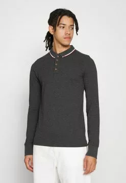 Brave Soul KENNEDY - Polo - Dark Charcoal Marl/ecru/burgundy, Hombre