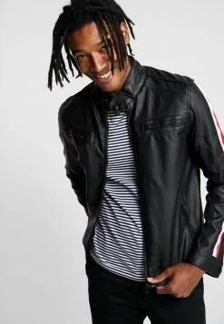 Brave Soul JONESTAPE - Chaqueta De Cuero Sintético - Black, Hombre