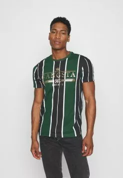 Brave Soul ROCKY - Camiseta Estampada - Bottle Green/white/black, Hombre