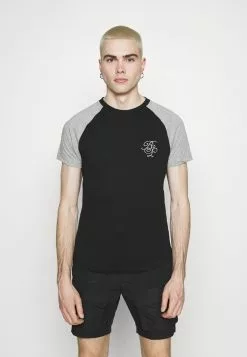 Brave Soul Camiseta Estampada - Black/ Light Grey Marl, Hombre