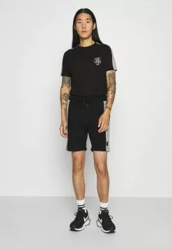 Brave Soul ALEX - Camiseta Estampada - Jet Black/light Grey Marl, Hombre