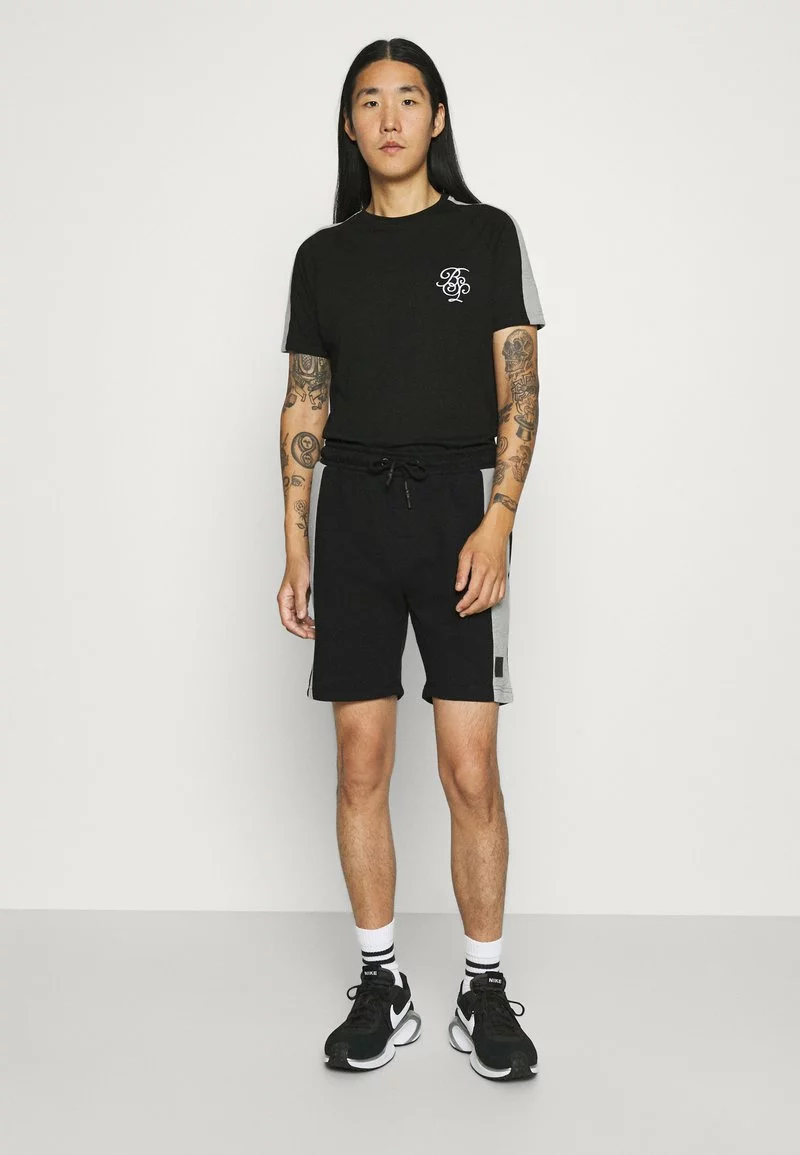 Brave Soul ALEX - Camiseta Estampada - Jet Black/light Grey Marl, Hombre 1 Brave Soul ALEX - Camiseta Estampada - Jet Black/light Grey Marl, Hombre