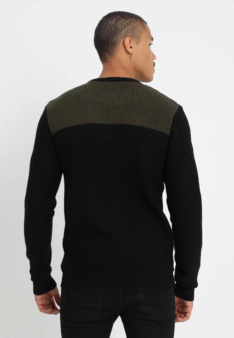 Brave Soul HERMES - Jersey De Punto - Black/khaki, Hombre 3 Brave Soul HERMES - Jersey De Punto - Black/khaki, Hombre - Imagen 3