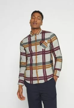 Brave Soul WARLOCK - Camisa - Charcoal/rust/black/oxblood, Hombre