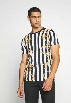 Brave Soul LATITUDE - Camiseta Estampada - Black/ White, Hombre