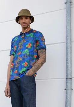 Brave Soul EQUATOR - Polo - Blue/multi Colour, Hombre