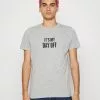 Brave Soul Camiseta Estampada - Grey Marl/black, Hombre