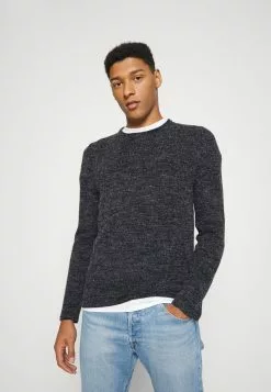 Brave Soul MONTREL - Jersey De Punto - Jet Black/deep Maroon, Hombre