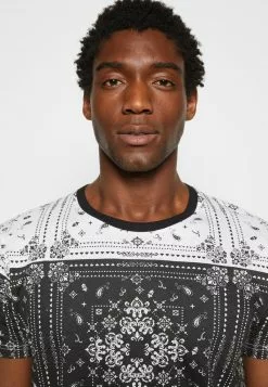Brave Soul RUTLAND - Camiseta Estampada - Black/white, Hombre -Brave Soul Ventas 26567331af5c426ebaaf735febdb679f