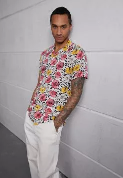 Brave Soul CATALON - Camisa - Ecru/multi, Hombre