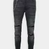 Brave Soul LOCKWOOD - Vaqueros Pitillo - Charcoal Wash, Hombre