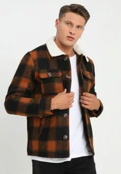 Brave Soul AUGUSTUS - Chaqueta Fina - Brown/orange, Hombre