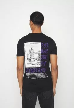 Brave Soul Camiseta Estampada - Jet Black/multicolour, Hombre