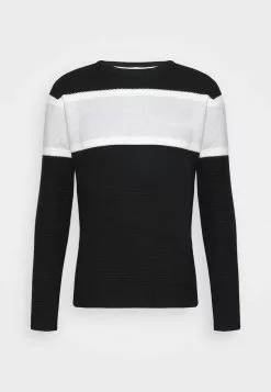 Brave Soul SPENCE - Jersey De Punto - Jet Black/optic White/light Grey/white, Hombre -Brave Soul Ventas 375eccf5c6454a2e8a549609ab9bff45