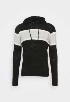 Brave Soul SCHOLES - Jersey De Punto - Jet Black/optic White/light Grey/white Twist, Hombre -Brave Soul Ventas 3abce4a6d9084a698e89d2efa3c230ff