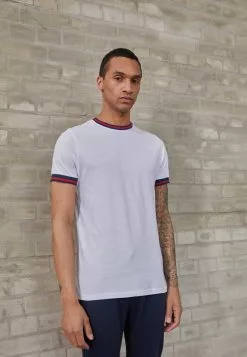 Brave Soul BRYCE - Camiseta Estampada - White/navy/red, Hombre