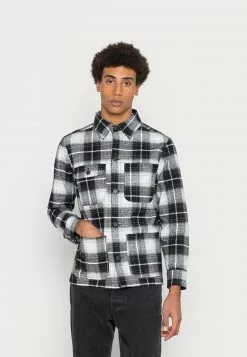 Brave Soul TECHNIQUE - Chaqueta Fina - Black/white Check, Hombre