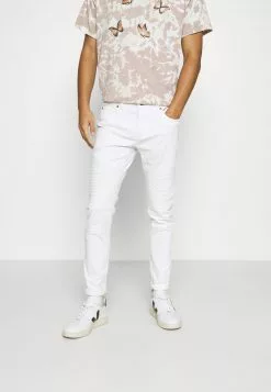 Brave Soul BIKER - Vaqueros Slim Fit - White Denim, Hombre