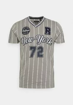 Brave Soul Camiseta Estampada - Grey/navy/white, Hombre