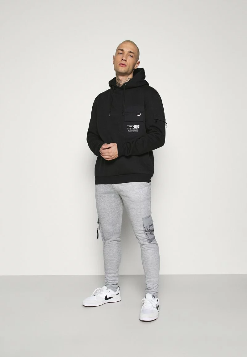 Brave Soul CHELSEA - Jersey Con Capucha - Jet Black/white, Hombre 2 Brave Soul CHELSEA - Jersey Con Capucha - Jet Black/white, Hombre - Imagen 2