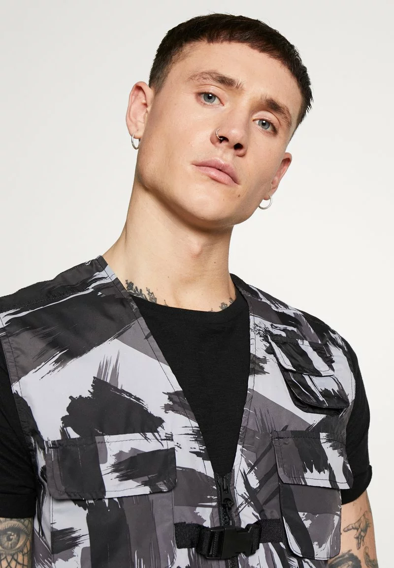 Brave Soul BODEN - Chaleco - Black/grey, Hombre 4 Brave Soul BODEN - Chaleco - Black/grey, Hombre - Imagen 4