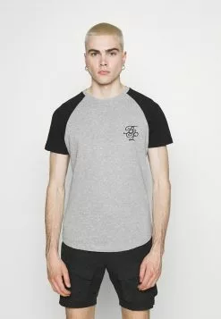 Brave Soul Camiseta Estampada - Light Grey Marl/ Black, Hombre