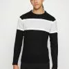 Brave Soul SPENCE - Jersey De Punto - Jet Black/optic White/light Grey/white, Hombre