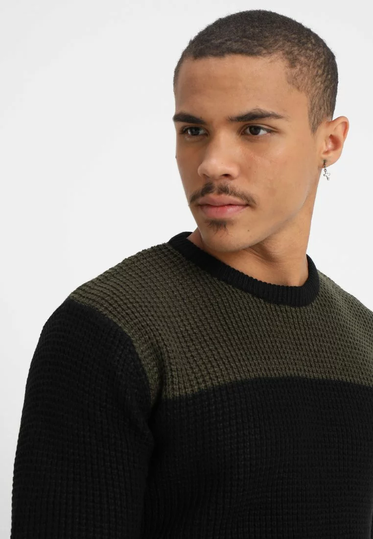 Brave Soul HERMES - Jersey De Punto - Black/khaki, Hombre 4 Brave Soul HERMES - Jersey De Punto - Black/khaki, Hombre - Imagen 4