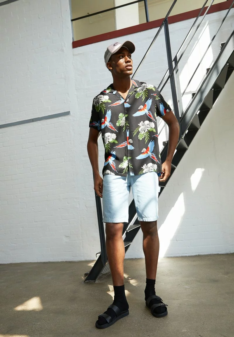 Brave Soul MACAW - Camisa - Jet Black/multi Colour, Hombre 1 Brave Soul MACAW - Camisa - Jet Black/multi Colour, Hombre