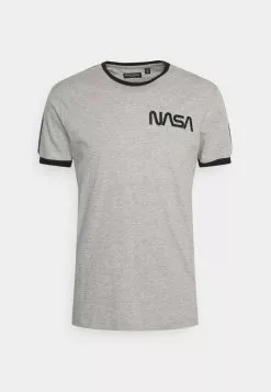 Brave Soul GLENN - Camiseta Estampada - Light Grey Marl, Hombre