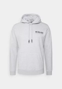 Brave Soul MAXIM SET - Jersey Con Capucha - Light Grey Marl/ Jet Black, Hombre