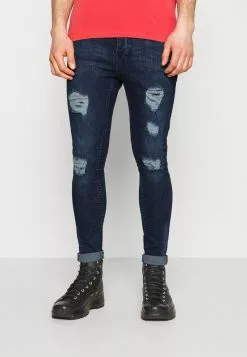 Brave Soul DISTRESSED - Vaqueros Pitillo - Dark Blue, Hombre