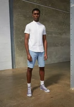 Brave Soul TRIBUNEB - Camisa - Optic White/light Blue, Hombre