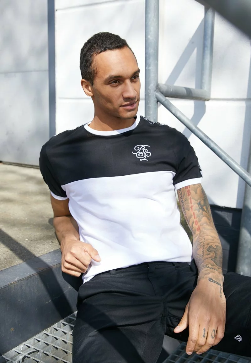 Brave Soul ROLLO - Camiseta Estampada - Jet Black/optic White, Hombre 1 Brave Soul ROLLO - Camiseta Estampada - Jet Black/optic White, Hombre