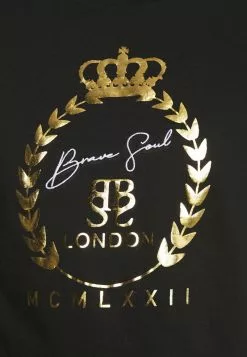 Brave Soul Camiseta Estampada - Jet Black/gold, Hombre -Brave Soul Ventas 68b455605c7946e089dddb92258cbc87