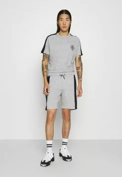 Brave Soul ALEX - Camiseta Estampada - Light Grey Marl/jet Black, Hombre