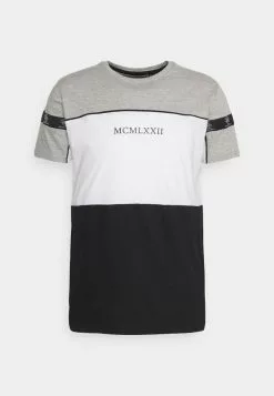 Brave Soul Camiseta Estampada - Light Grey Marl/optic White/jet Black, Hombre