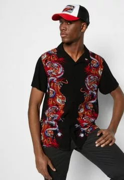 Brave Soul OKYO - Camisa - Jet Black/multi- Colour Print, Hombre -Brave Soul Ventas 75a440c55a2440f6ad396f2e1d55acd4