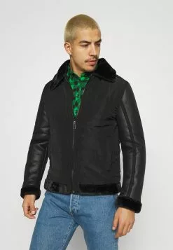 Brave Soul CAESAR - Chaqueta De Cuero Sintético - Black, Hombre