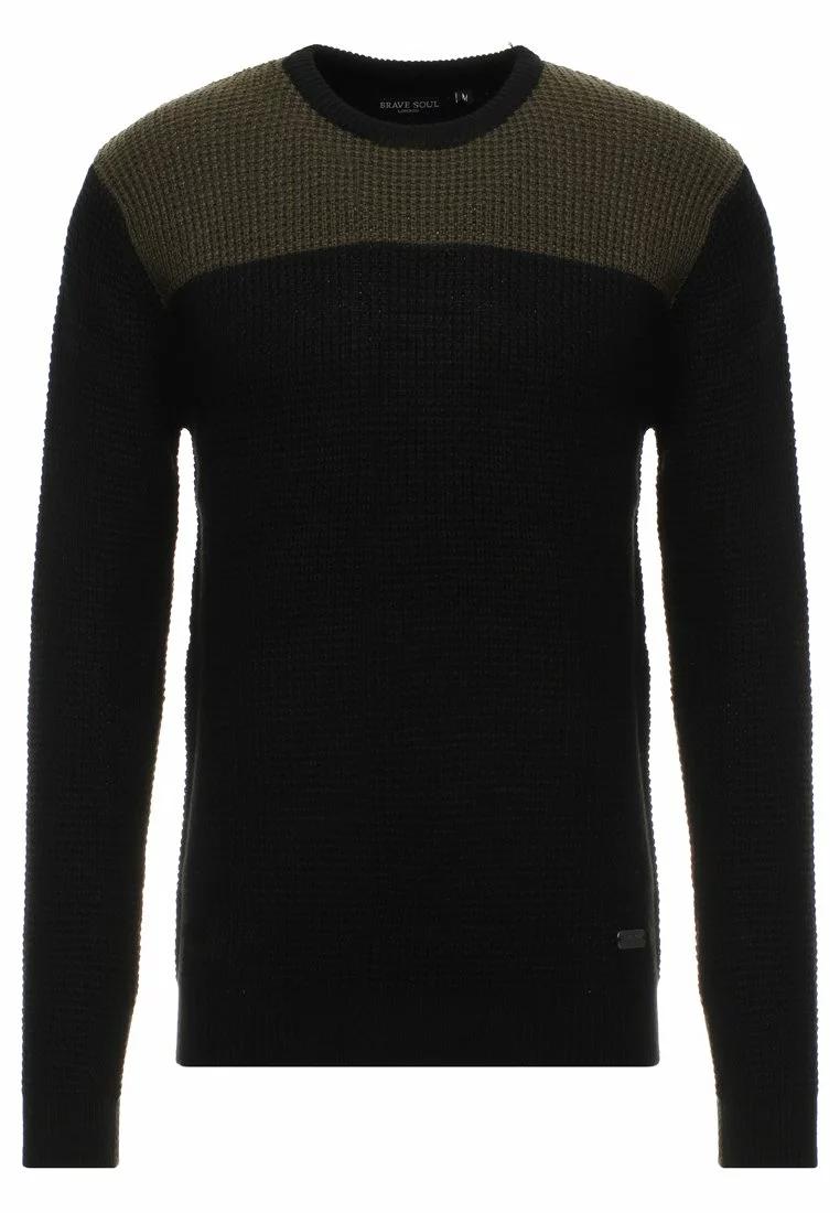 Brave Soul HERMES - Jersey De Punto - Black/khaki, Hombre 5 Brave Soul HERMES - Jersey De Punto - Black/khaki, Hombre - Imagen 5