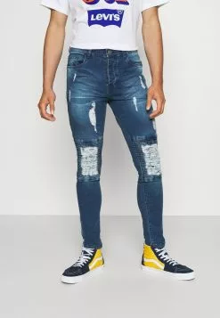 Brave Soul CONNOR - Vaqueros Pitillo - Mid Blue, Hombre