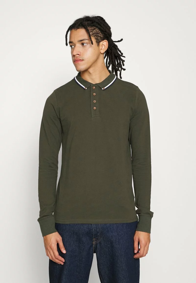 Brave Soul KENNEDY - Camiseta De Manga Larga - Dark Khaki/ecru/dark Navy, Hombre 1 Brave Soul KENNEDY - Camiseta De Manga Larga - Dark Khaki/ecru/dark Navy, Hombre