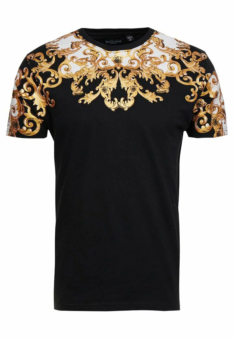 Brave Soul SCROLL - Camiseta Estampada - Black, Hombre 4 Brave Soul SCROLL - Camiseta Estampada - Black, Hombre - Imagen 4