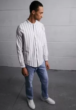 Brave Soul RAFFAEL - Camisa - Optic White/light Grey, Hombre