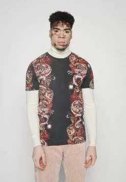 Brave Soul Camiseta Estampada - Black Acid Wash, Hombre