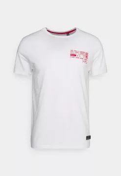 Brave Soul GONZA - Camiseta Estampada - Optic White/red, Hombre