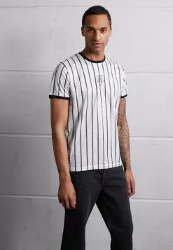 Brave Soul ALFONZ - Camiseta Estampada - Optic White/jet Black, Hombre