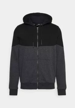 Brave Soul Sudadera Con Cremallera - Jet Black/dark Charcoal Marl, Hombre