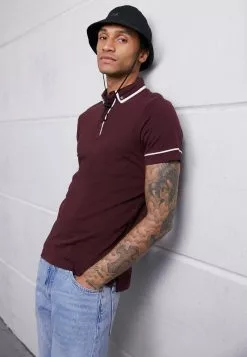 Brave Soul VIRGILC - Polo - Dark Burgundy/black Cherry/optic White, Hombre